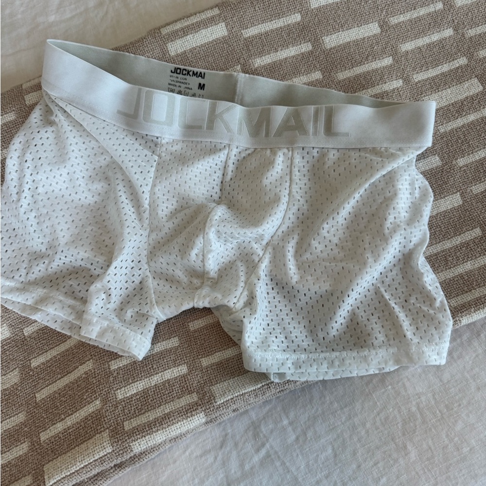 JOCKMAIL Men's White Breathable Mesh Boxer Briefs